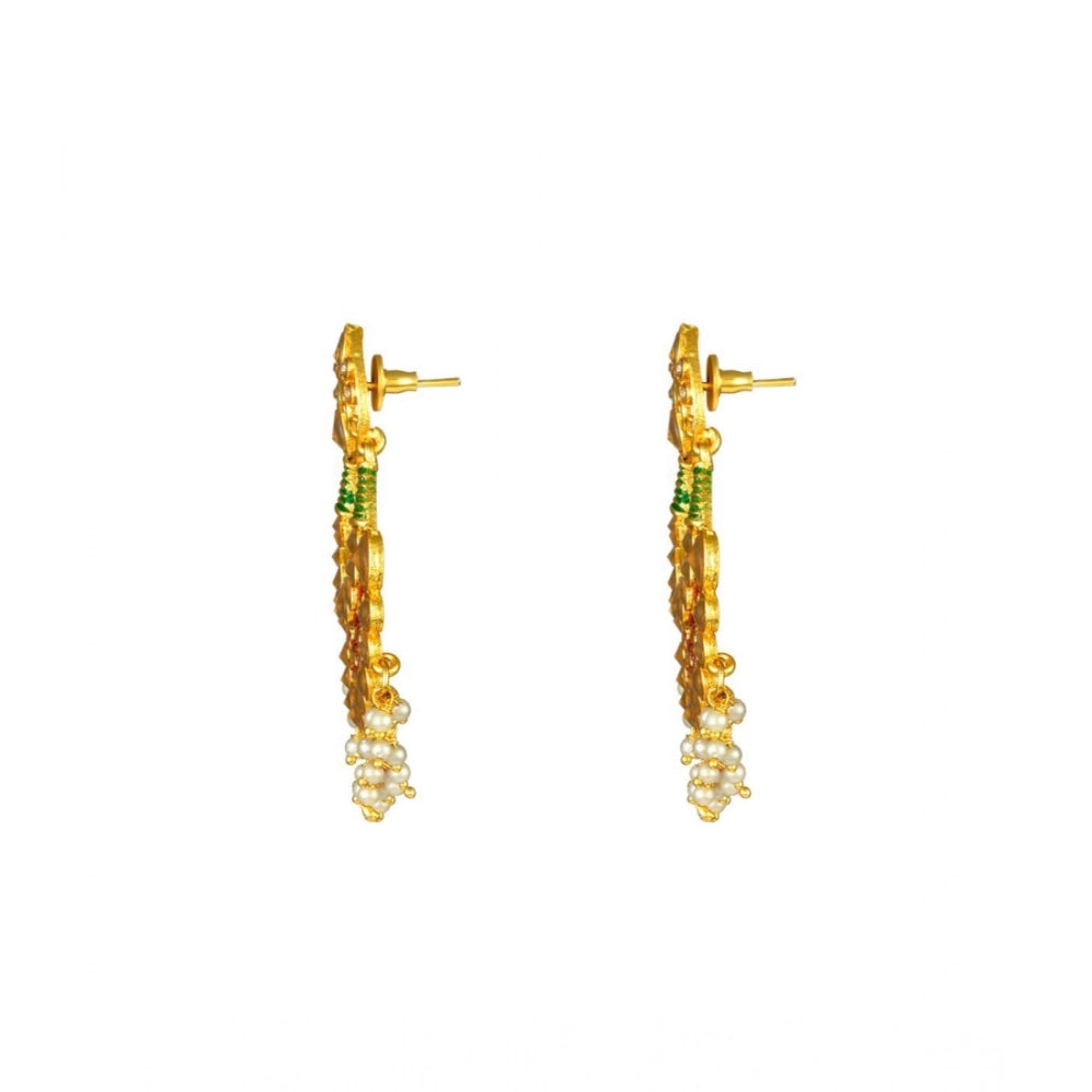 Women'S Rose Gold Plated Alloy Kundan Earrings &Amp; Mangtikka