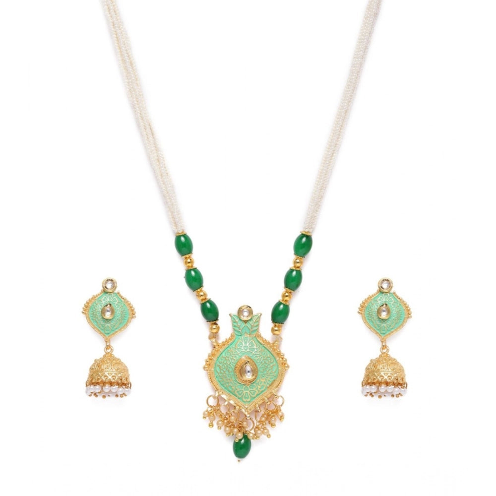 Women'S Rose Gold Plated Alloy Necklace &Amp; Earings Set (Gre