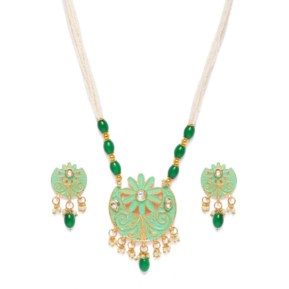 Women'S Rose Gold Plated Alloy Necklace &Amp; Earings Set (Gre