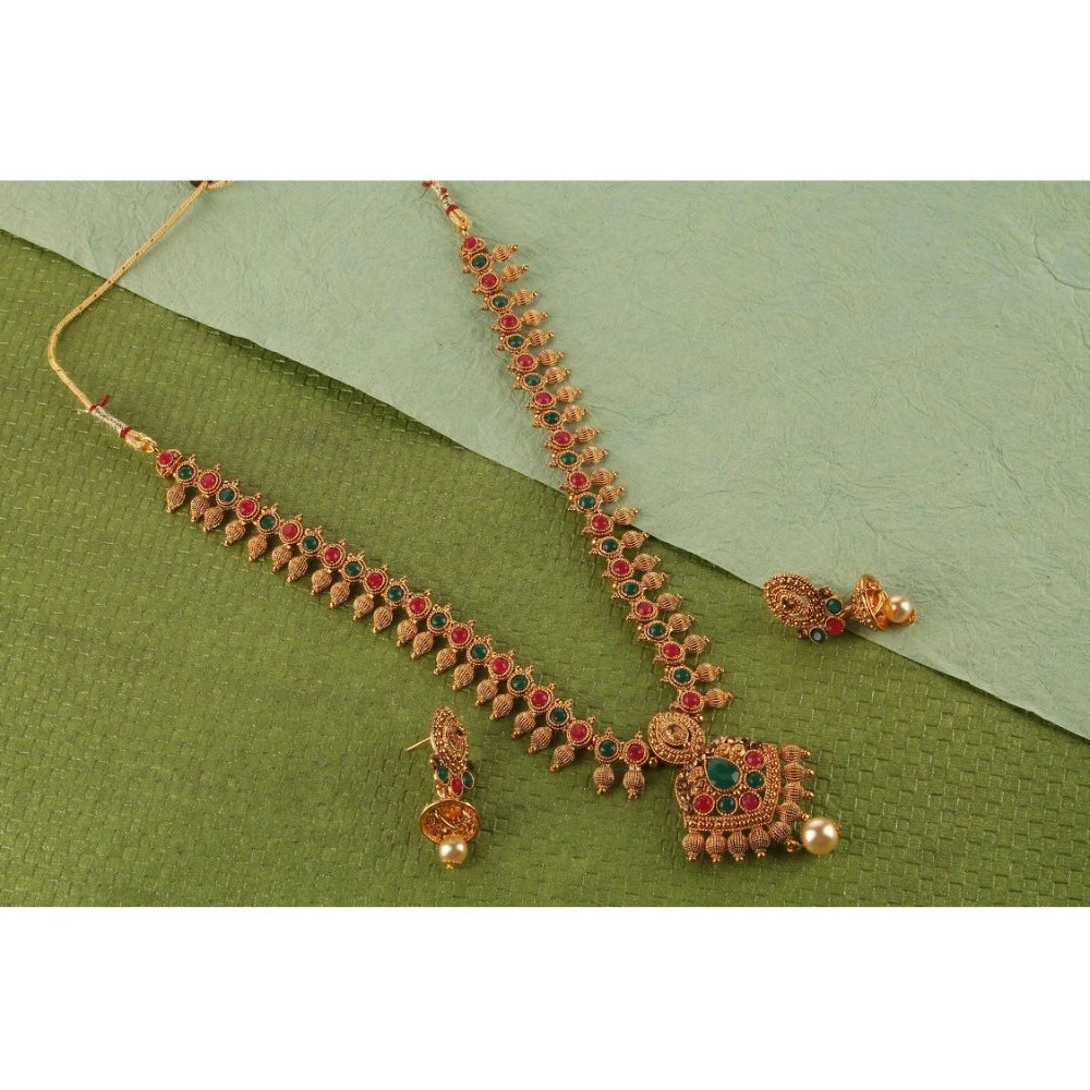 Women'S Rose Gold Plated Alloy Necklace &Amp; Earings Set (Gre