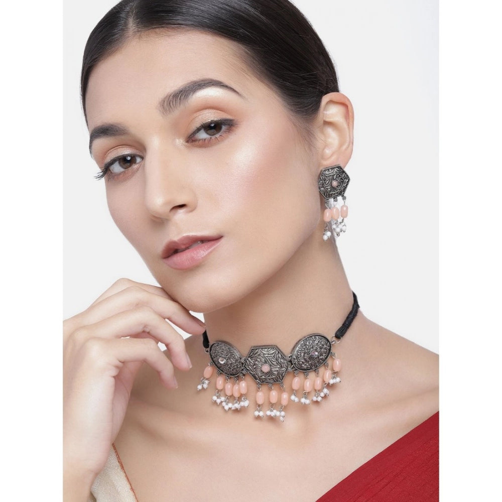 Women'S Rose Gold Plated Alloy Necklace &Amp; Earings Set (Ora