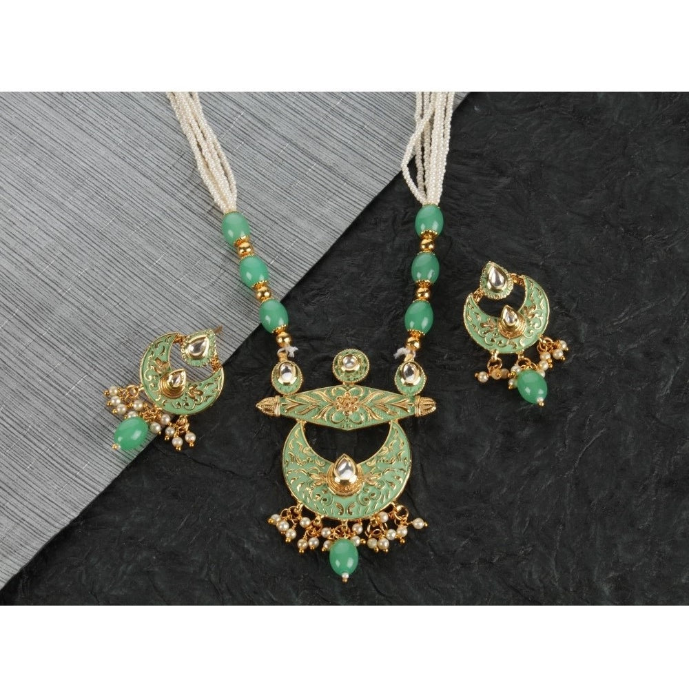 Women'S Rose Gold Plated Alloy Necklace &Amp; Earings Set (Gre