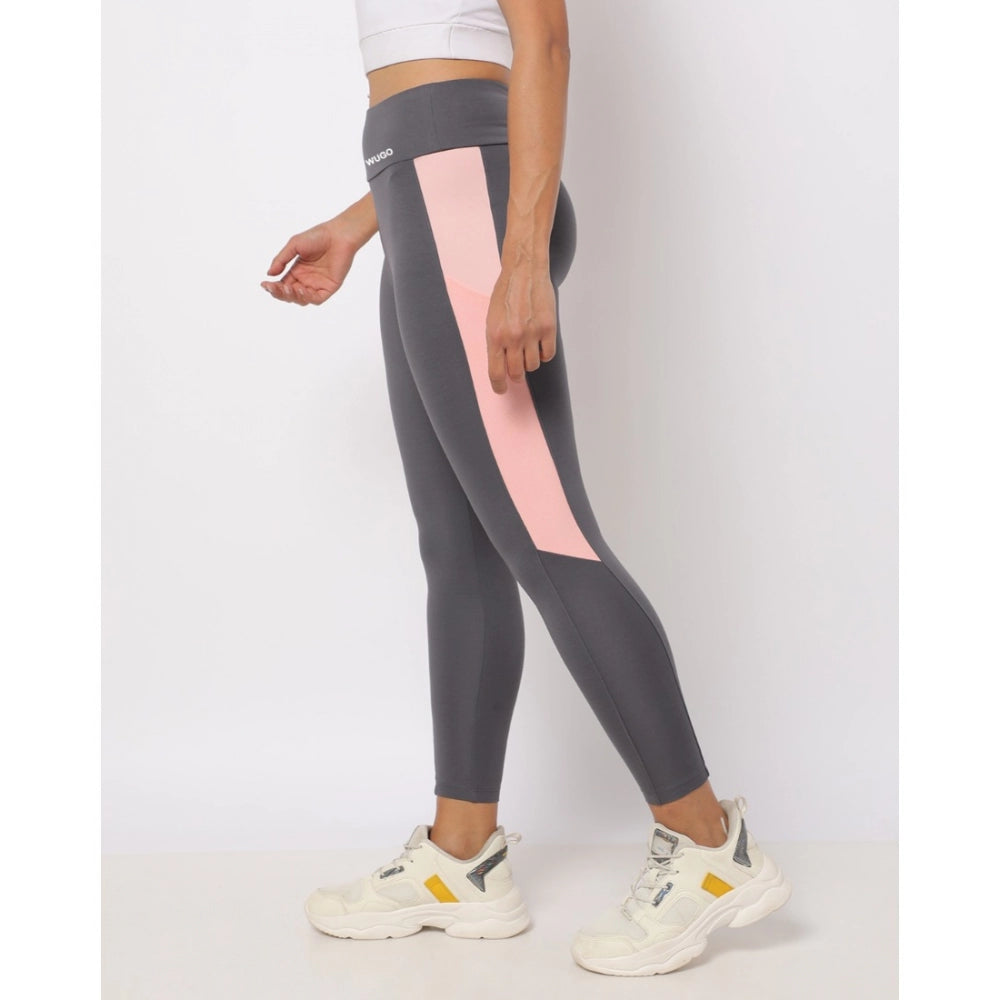 Women'S Polyster Solid Sport Leggings (Grey)