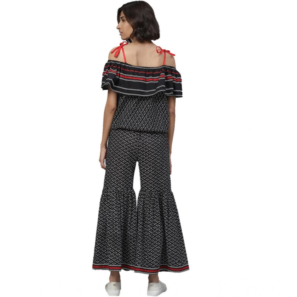 Women'S Casual Shoulder Sleeve Geomatrical Printed Cotton Dres
