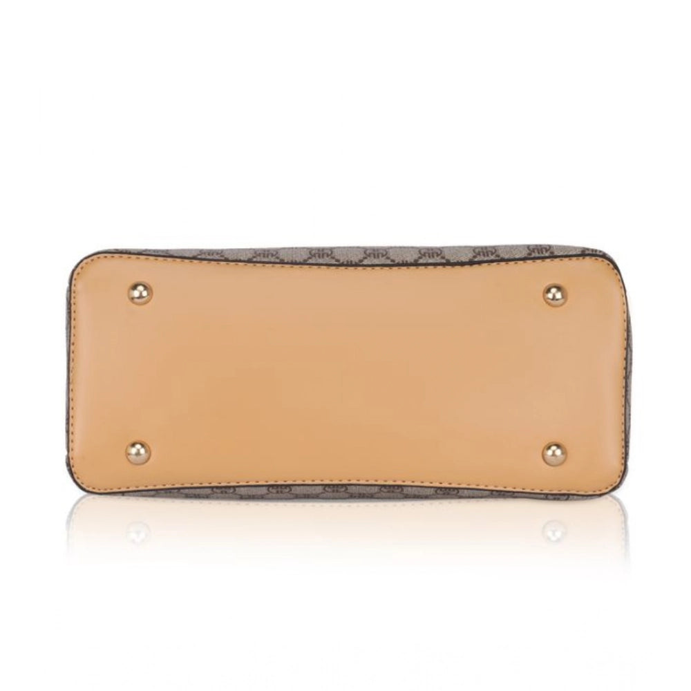 Women's Faux Leather Printed Handbag (Camel)