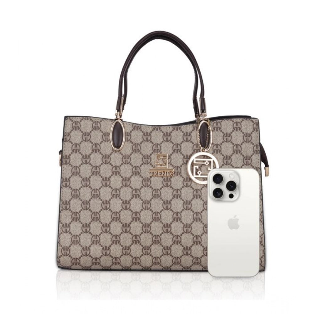 Women'S Faux Leather Printed Handbag (Coffee)