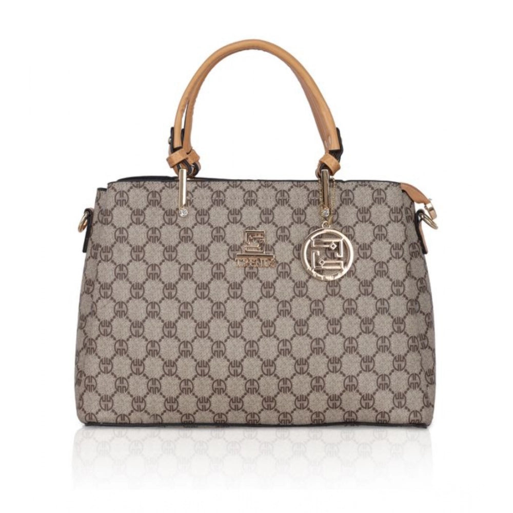 Women's Faux Leather Printed Handbag (Camel)