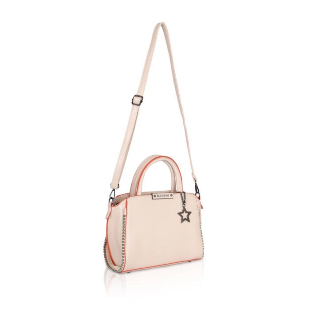 Women'S Faux Leather Metal Beads Handbag (Pink)