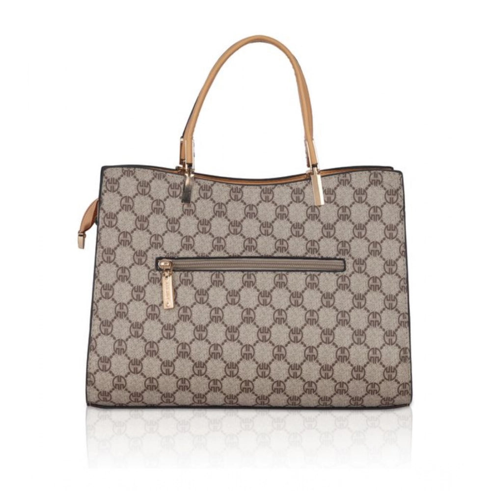 Women's Faux Leather Printed Handbag (Camel)