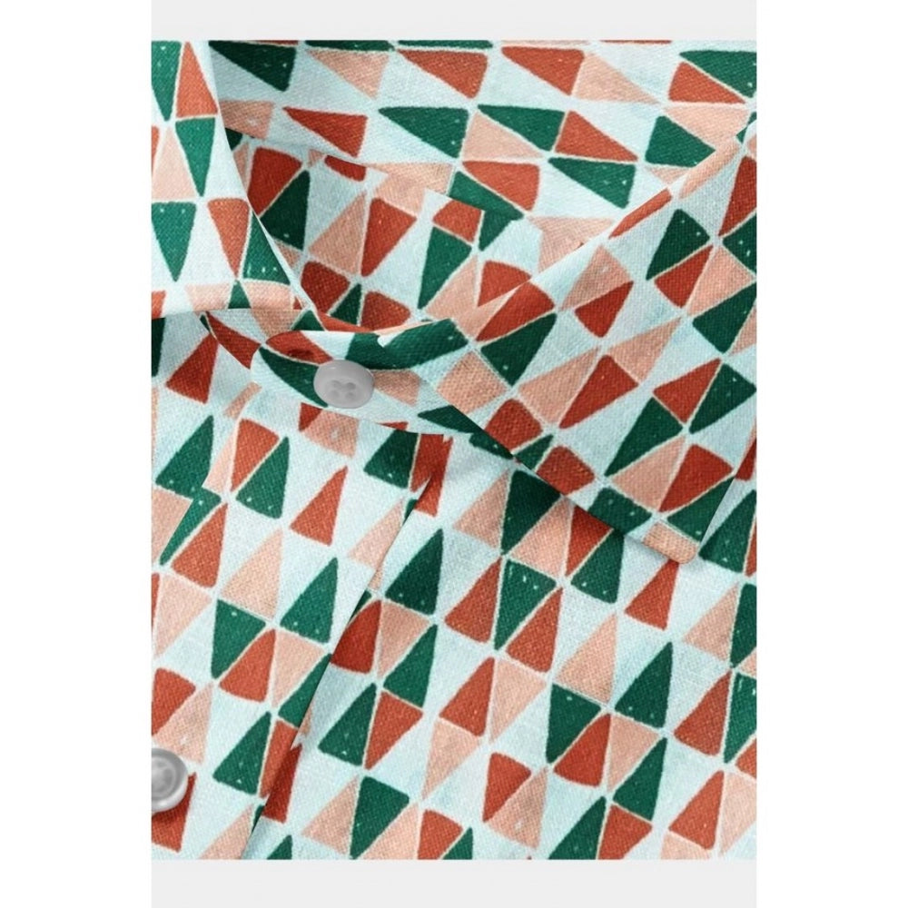 Men'S Cotton Blended Printed Full Sleeve Shirt (Multicolor)