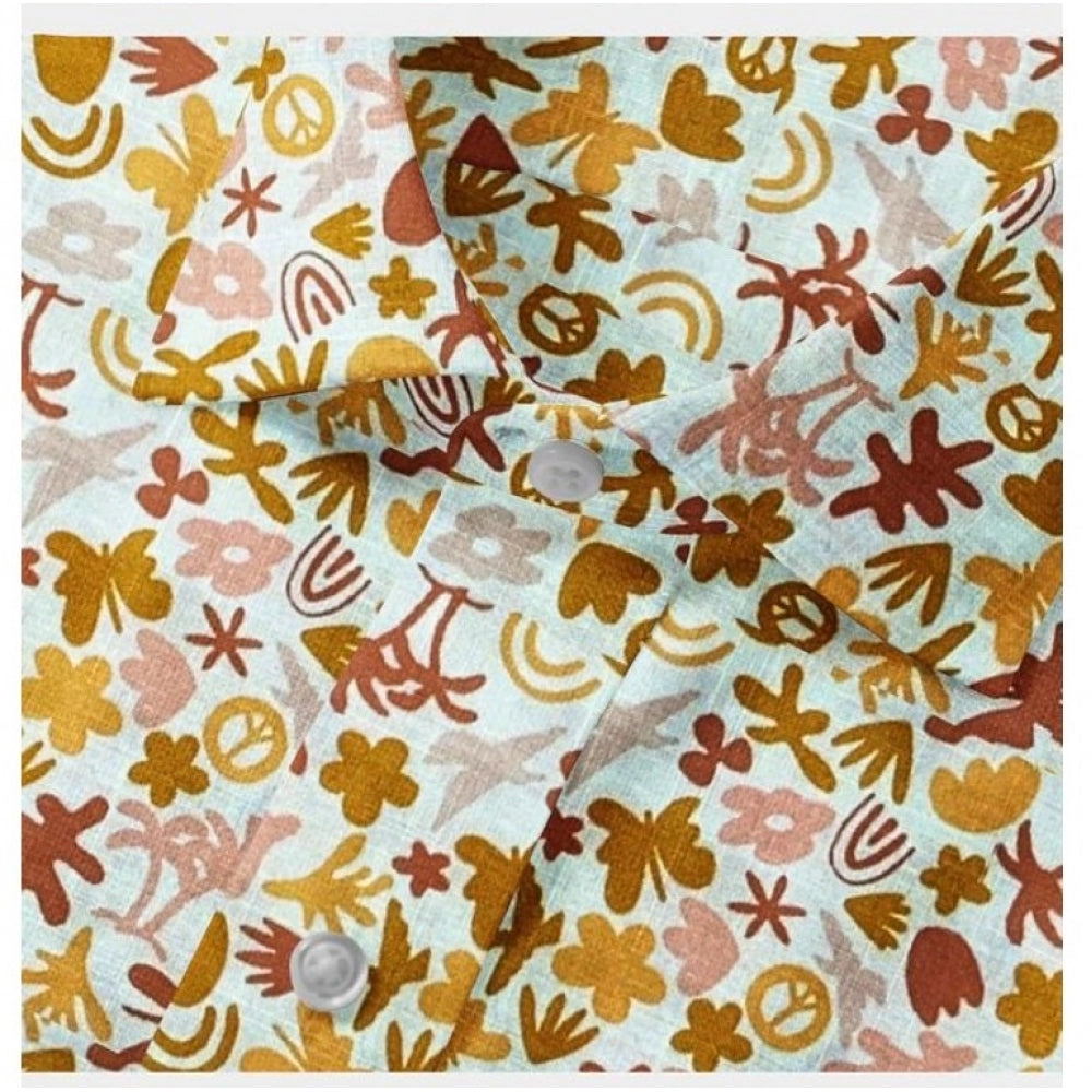 Men'S Cotton Blended Printed Full Sleeve Shirt (Multicolor)