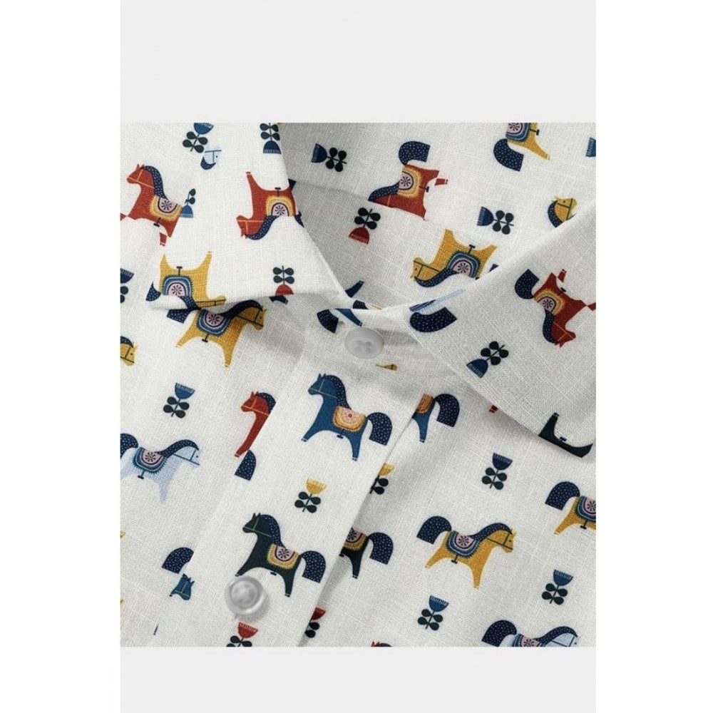 Men'S Cotton Blended Printed Full Sleeve Shirt (Multicolor)