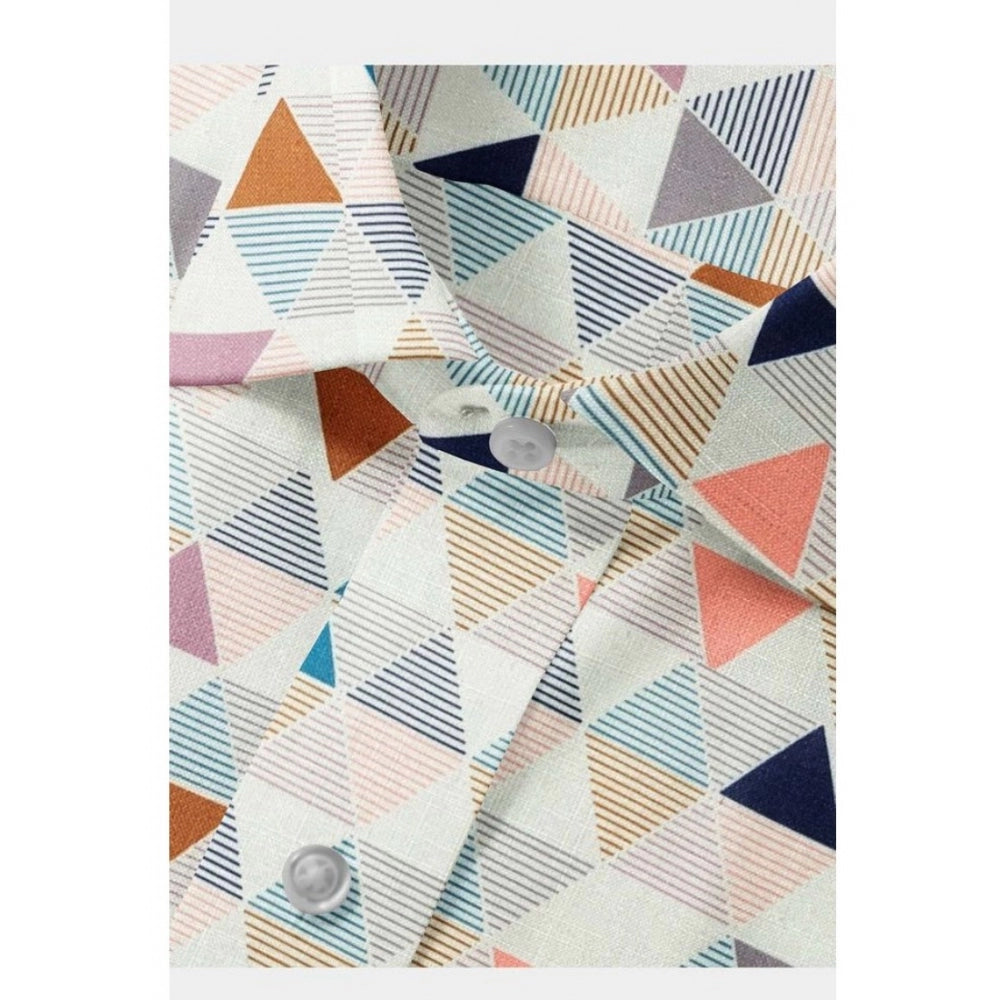 Men'S Cotton Blended Printed Full Sleeve Shirt (Multicolor)