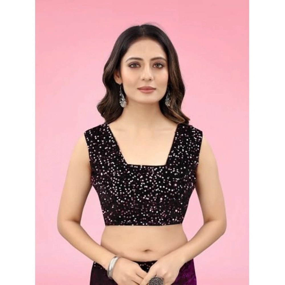 Women'S Lycra Floral Saree With Unstitched Blouse (Wine, 5.5 M