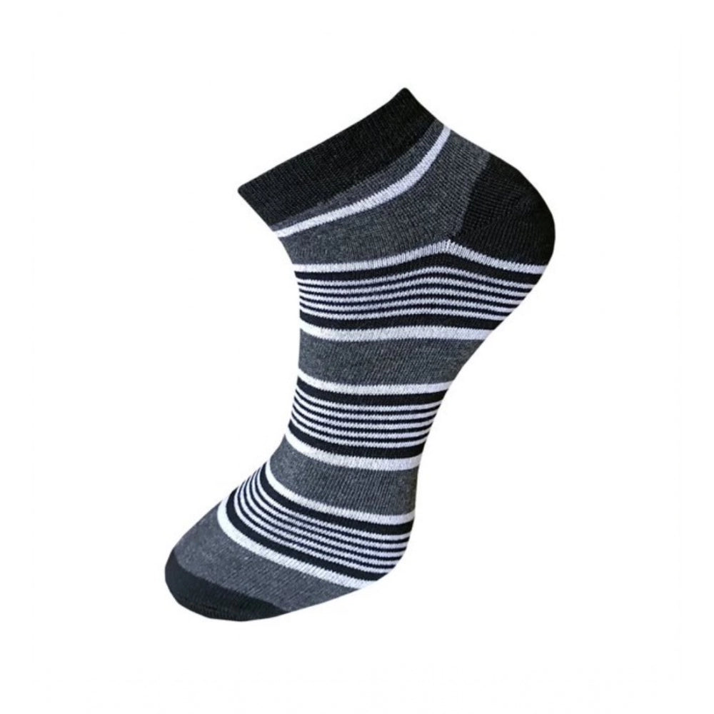 3_Pair Set Unisex Casual Cotton Striped Ankle Length Socks (Mu