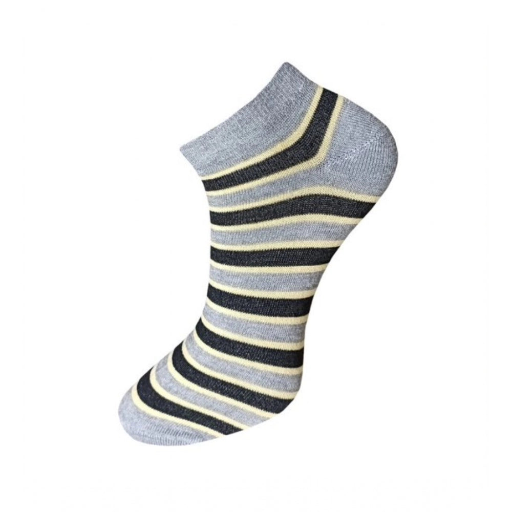 3_Pair Set Unisex Casual Cotton Striped Ankle Length Socks (Mu
