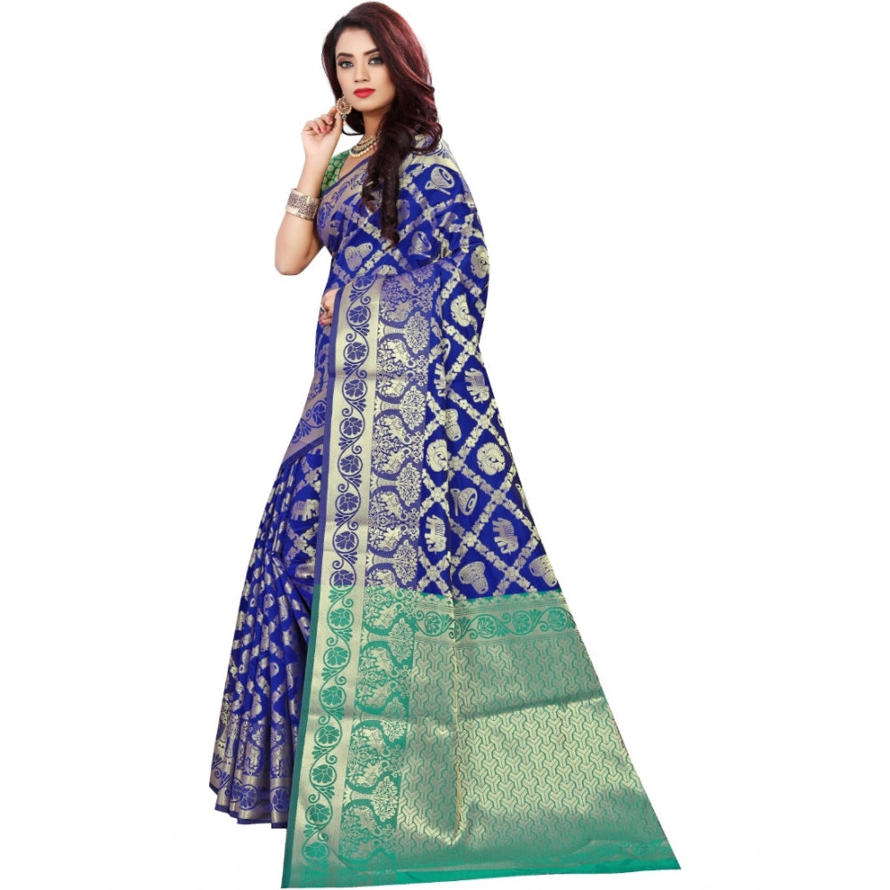 Women'S Jacquard Woven Saree With Unstitched Blouse 5.5Mtr (Bl