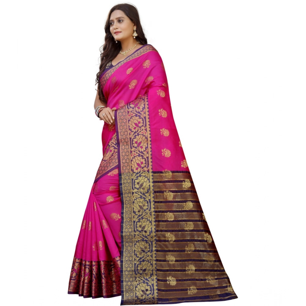 Women'S Silk Blend Woven Saree With Unstitched Blouse 5.5Mtr (