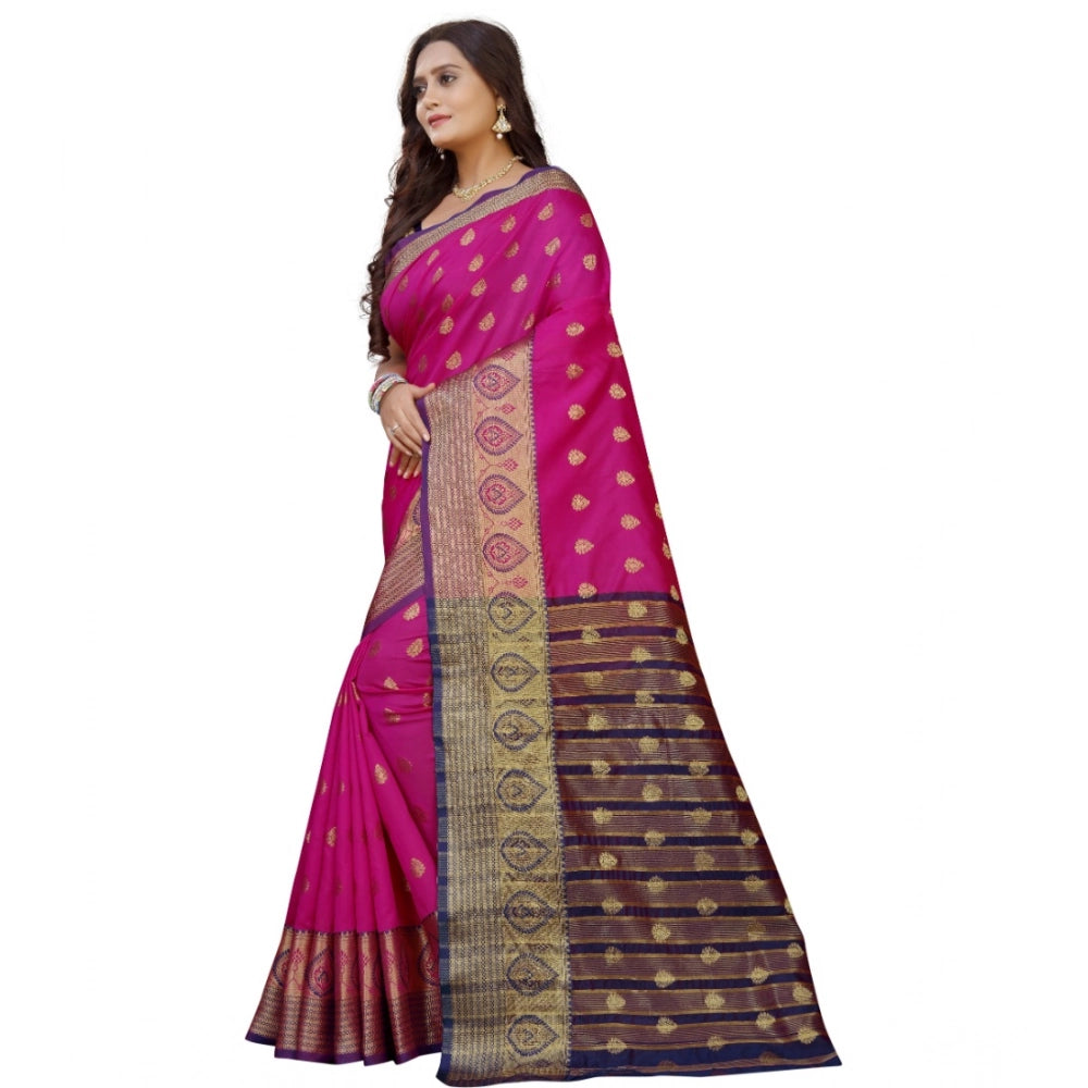 Women'S Silk Blend Woven Saree With Unstitched Blouse 5.5Mtr (