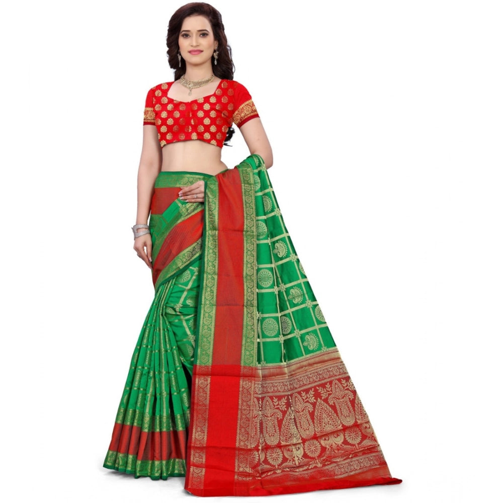 Women'S Jacquard Woven Saree With Unstitched Blouse 5.5Mtr (Gr