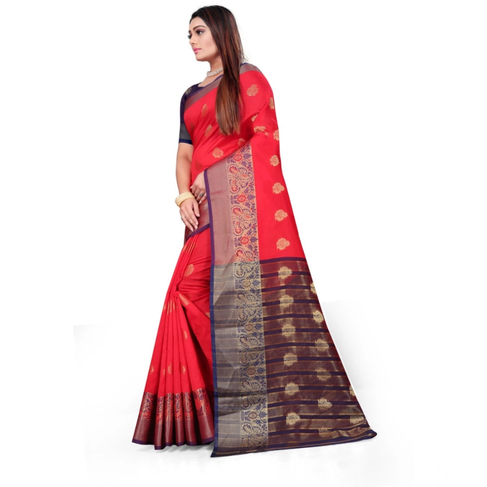 Women'S Silk Blend Woven Saree With Unstitched Blouse 5.5Mtr (
