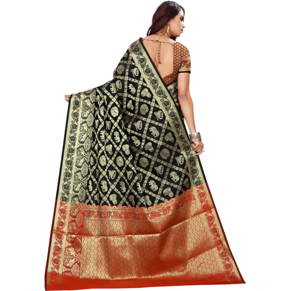 Women'S Jacquard Woven Saree With Unstitched Blouse 5.5Mtr (Bl