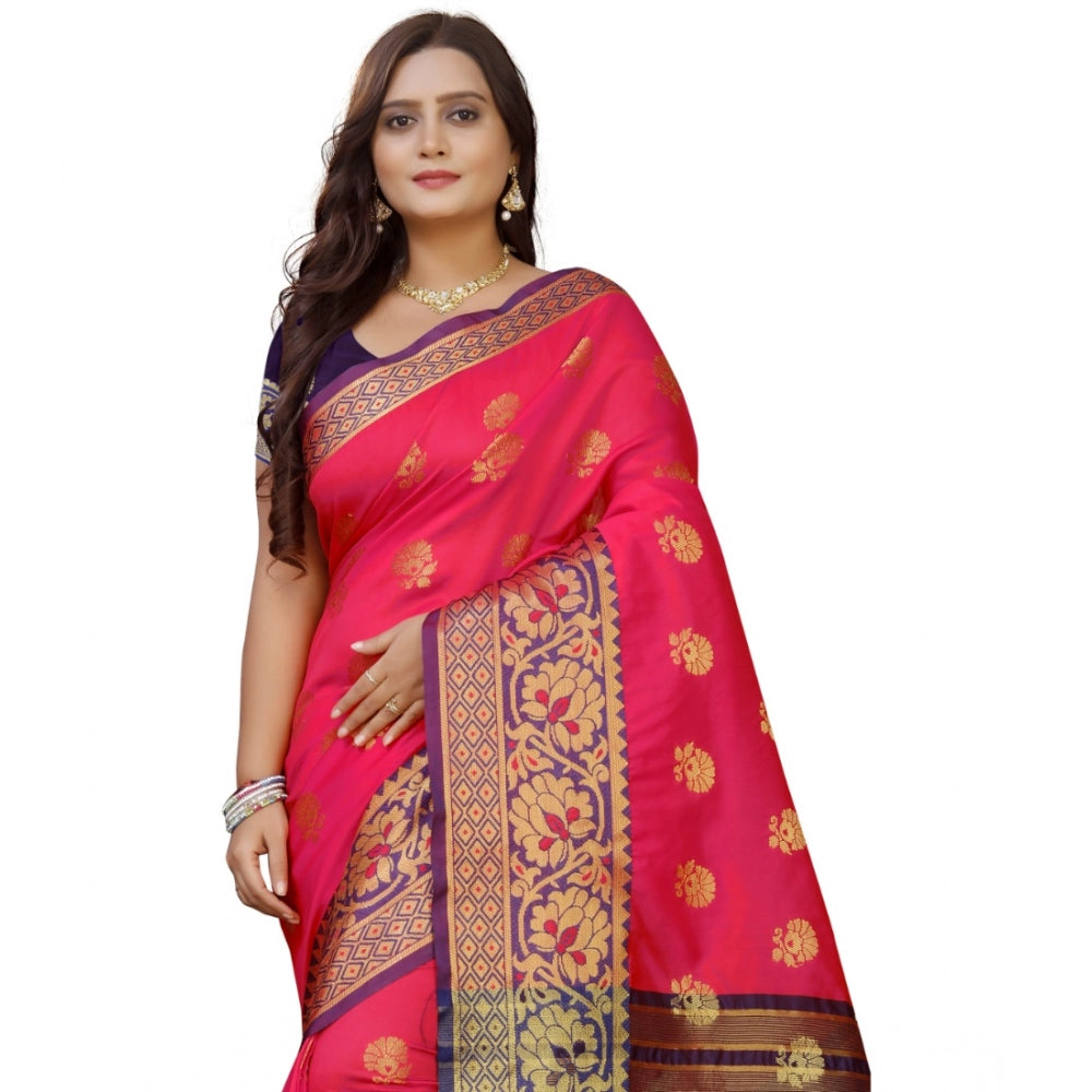 Women'S Silk Blend Woven Saree With Unstitched Blouse 5.5Mtr (
