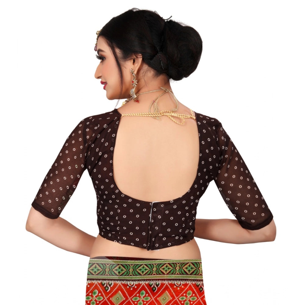 Women'S Georgette Floral Print Saree With Unstitched Blouse 5.