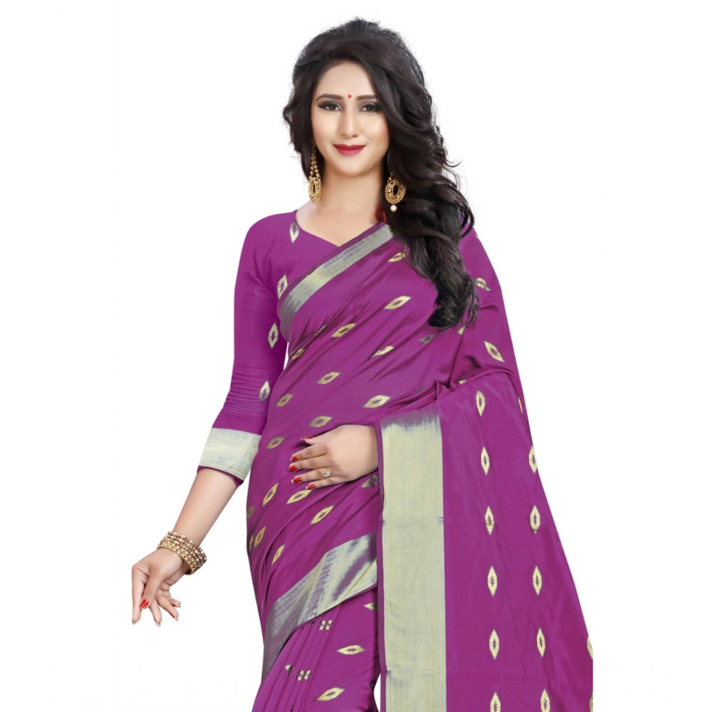 Women'S Silk Blend Woven Saree With Unstitched Blouse 5.5Mtr (