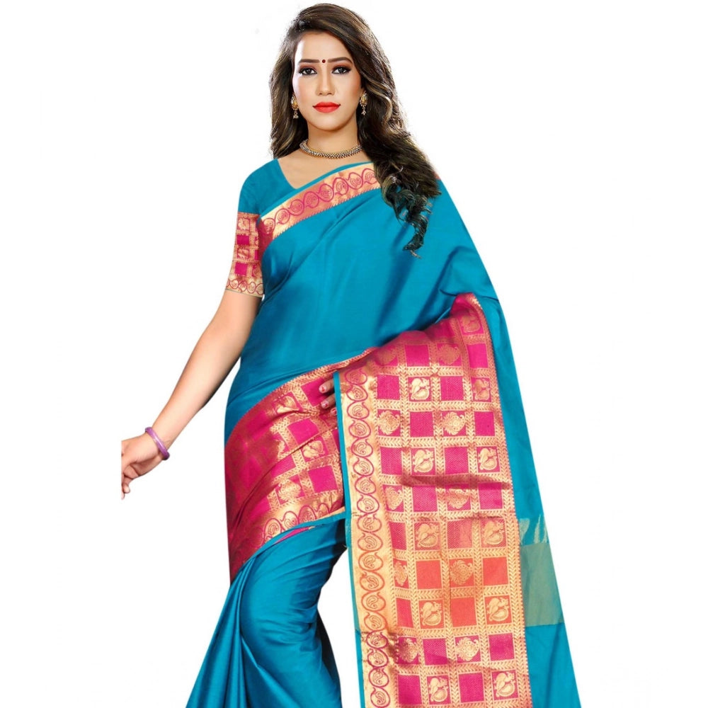 Women'S Jacquard Woven Saree With Unstitched Blouse 5.5Mtr (Mu