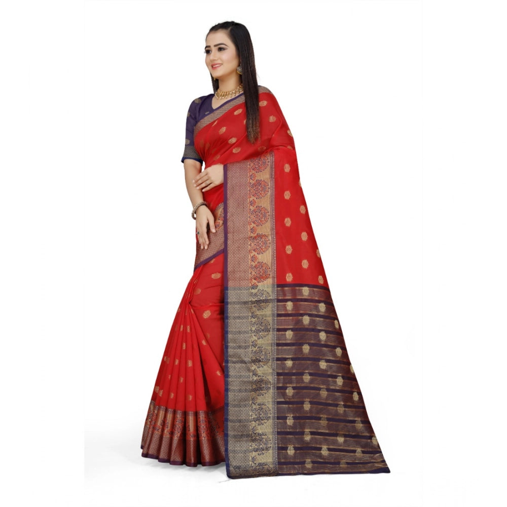 Women'S Jacquard Woven Saree With Unstitched Blouse 5.5Mtr (Re