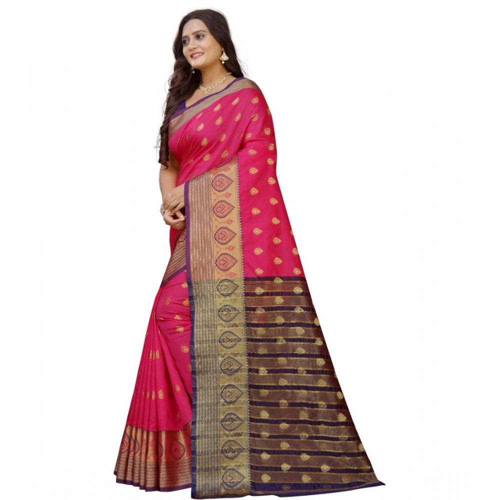 Women'S Silk Blend Woven Saree With Unstitched Blouse 5.5Mtr (