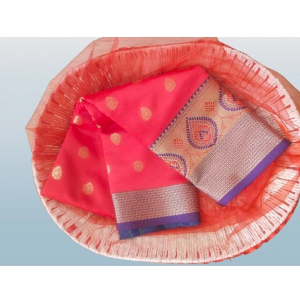 Women'S Silk Blend Woven Saree With Unstitched Blouse 5.5Mtr (