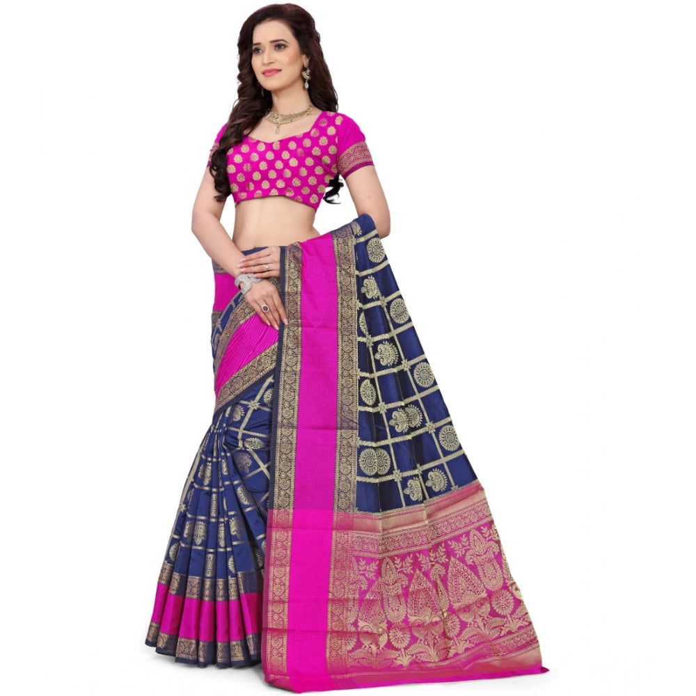 Women'S Jacquard Woven Saree With Unstitched Blouse 5.5Mtr (Bl