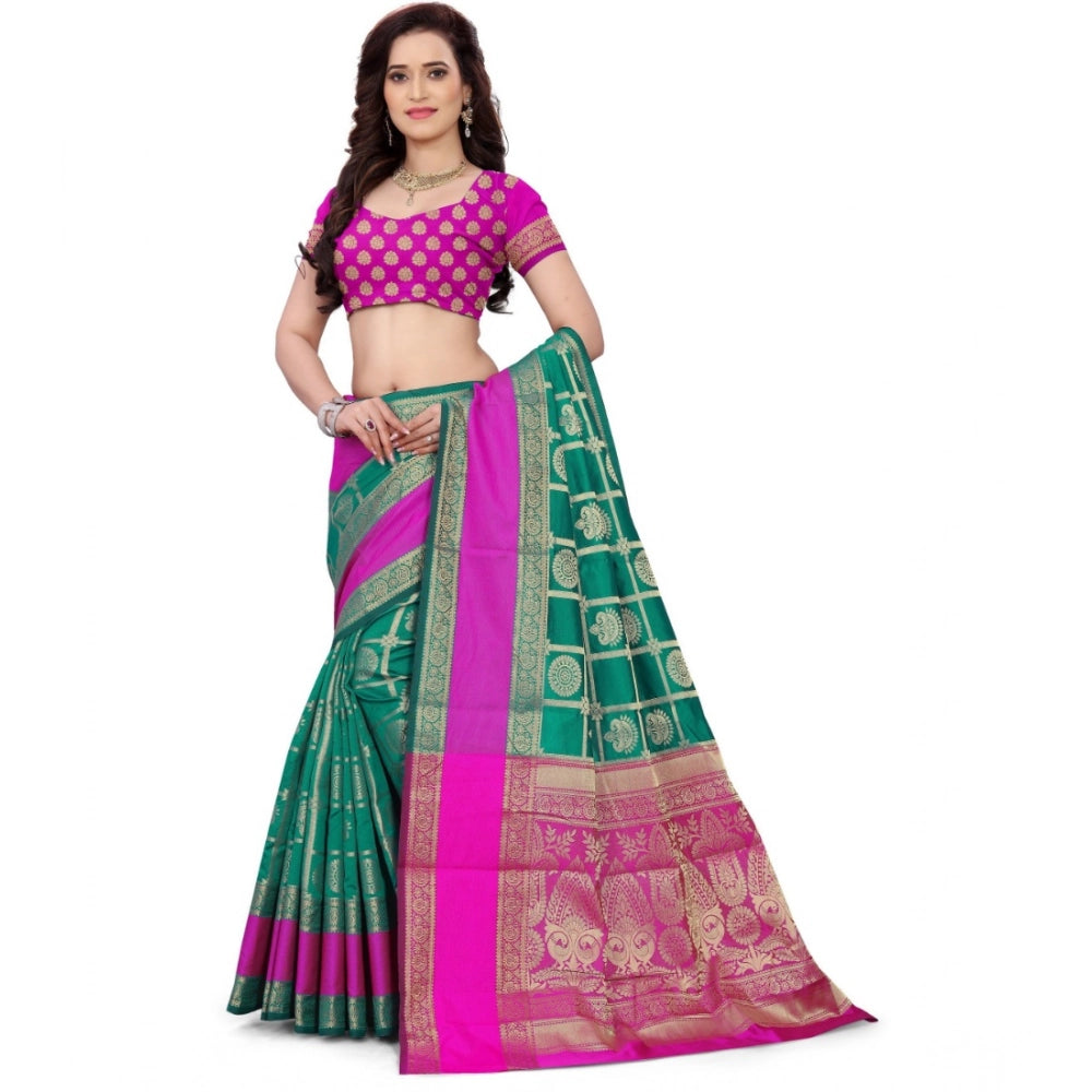 Women'S Jacquard Woven Saree With Unstitched Blouse 5.5Mtr (Li