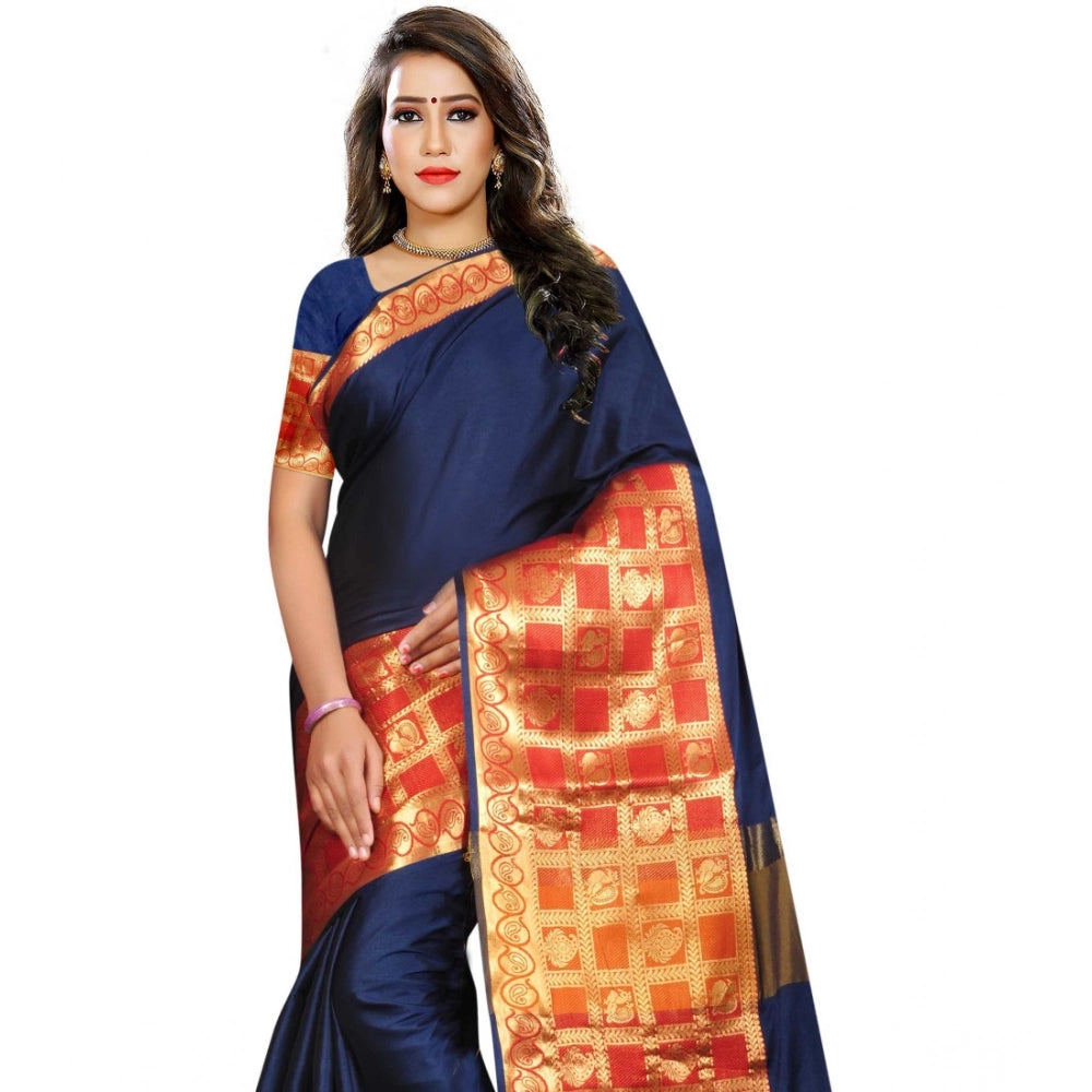 Women'S Jacquard Woven Saree With Unstitched Blouse 5.5Mtr (Bl