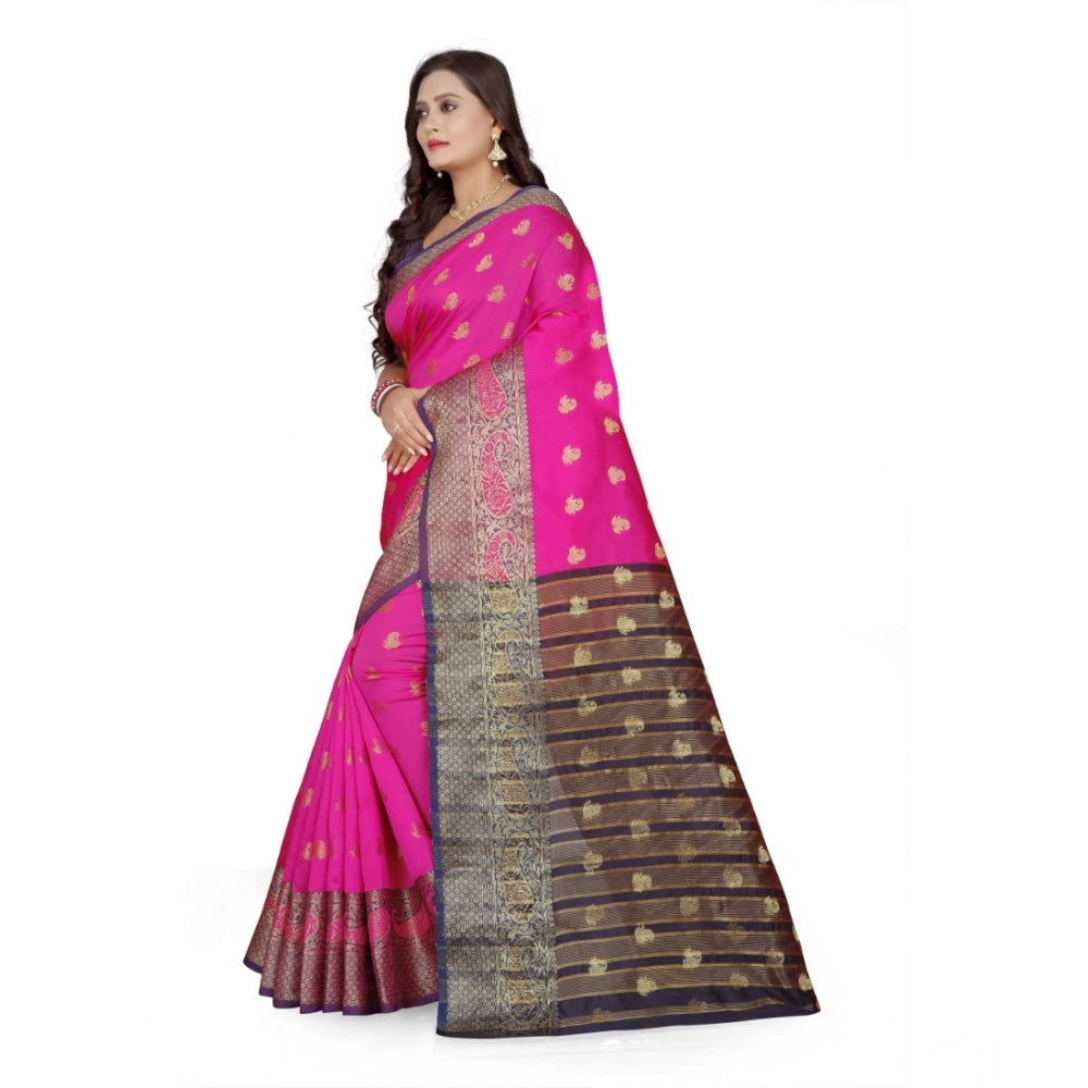 Women'S Jacquard Woven Saree With Unstitched Blouse 5.5Mtr (Pi