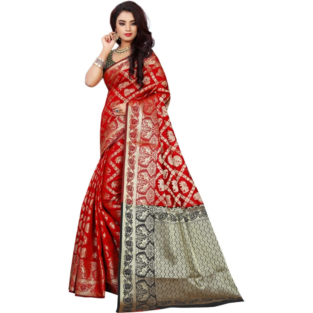Women'S Jacquard Woven Saree With Unstitched Blouse 5.5Mtr (Re