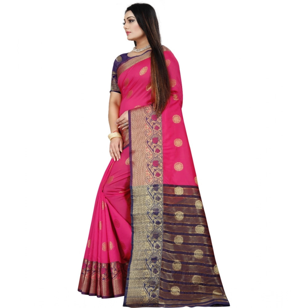 Women'S Silk Blend Woven Saree With Unstitched Blouse 5.5Mtr (