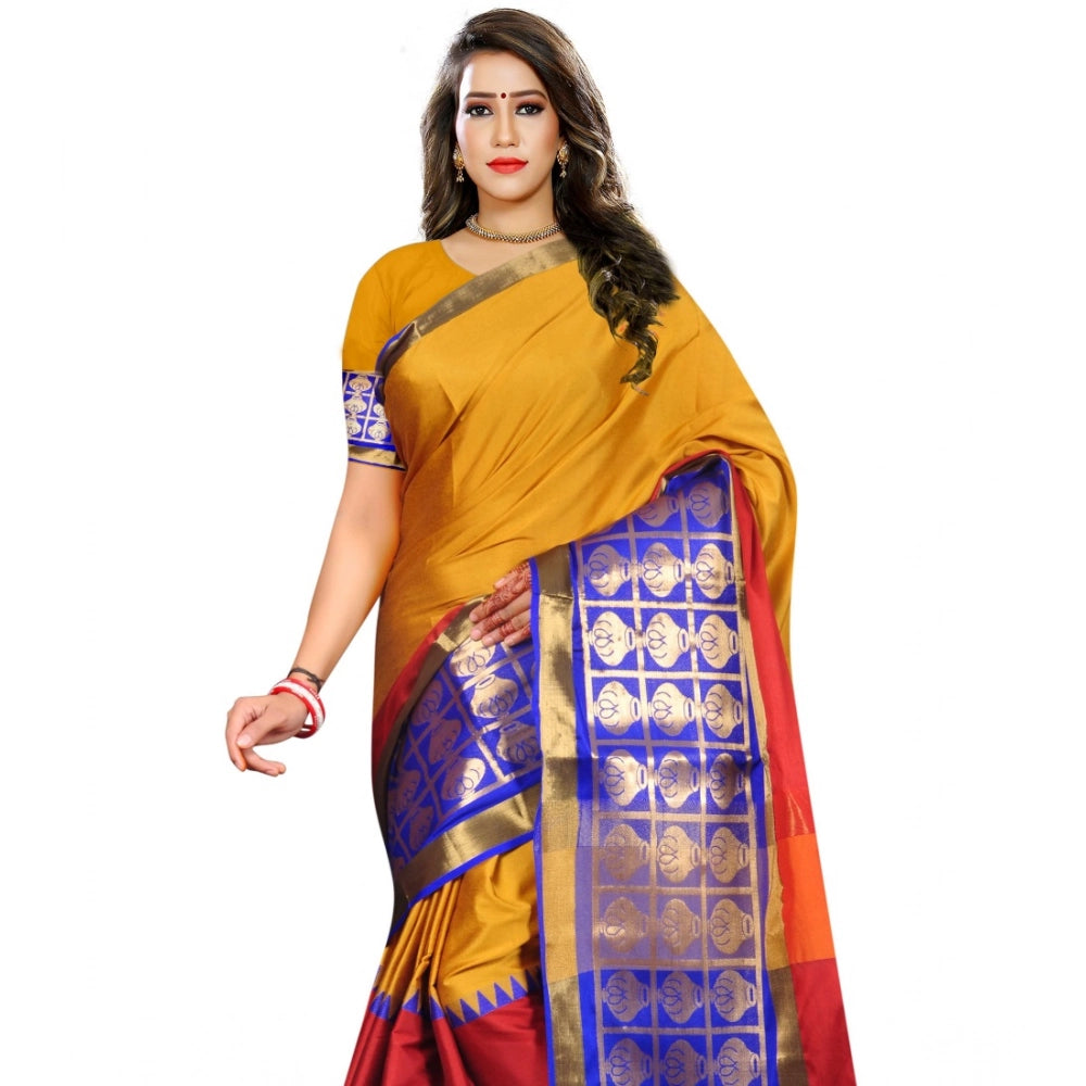 Women'S Jacquard Woven Saree With Unstitched Blouse 5.5Mtr (Mu