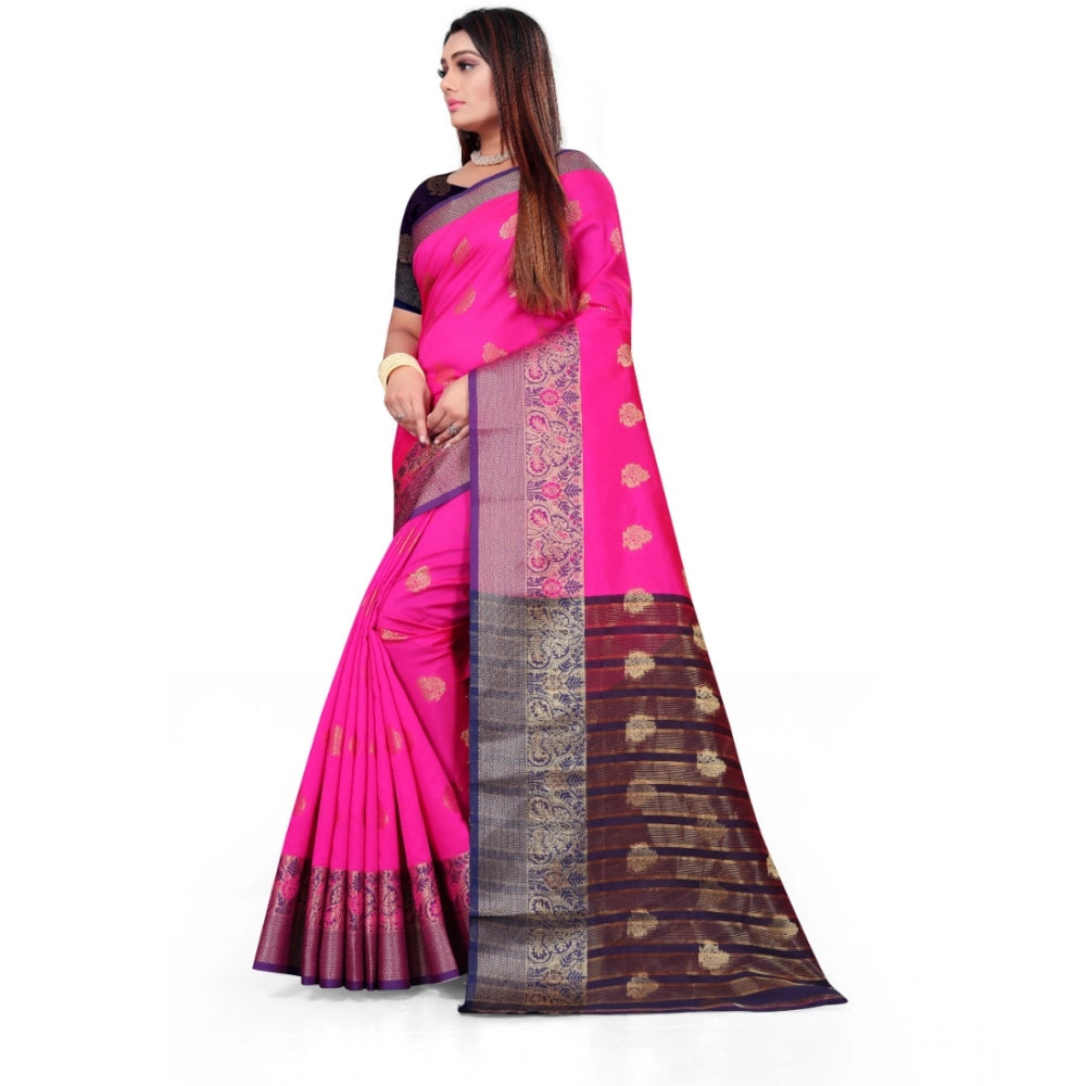 Women'S Silk Blend Woven Saree With Unstitched Blouse 5.5Mtr (