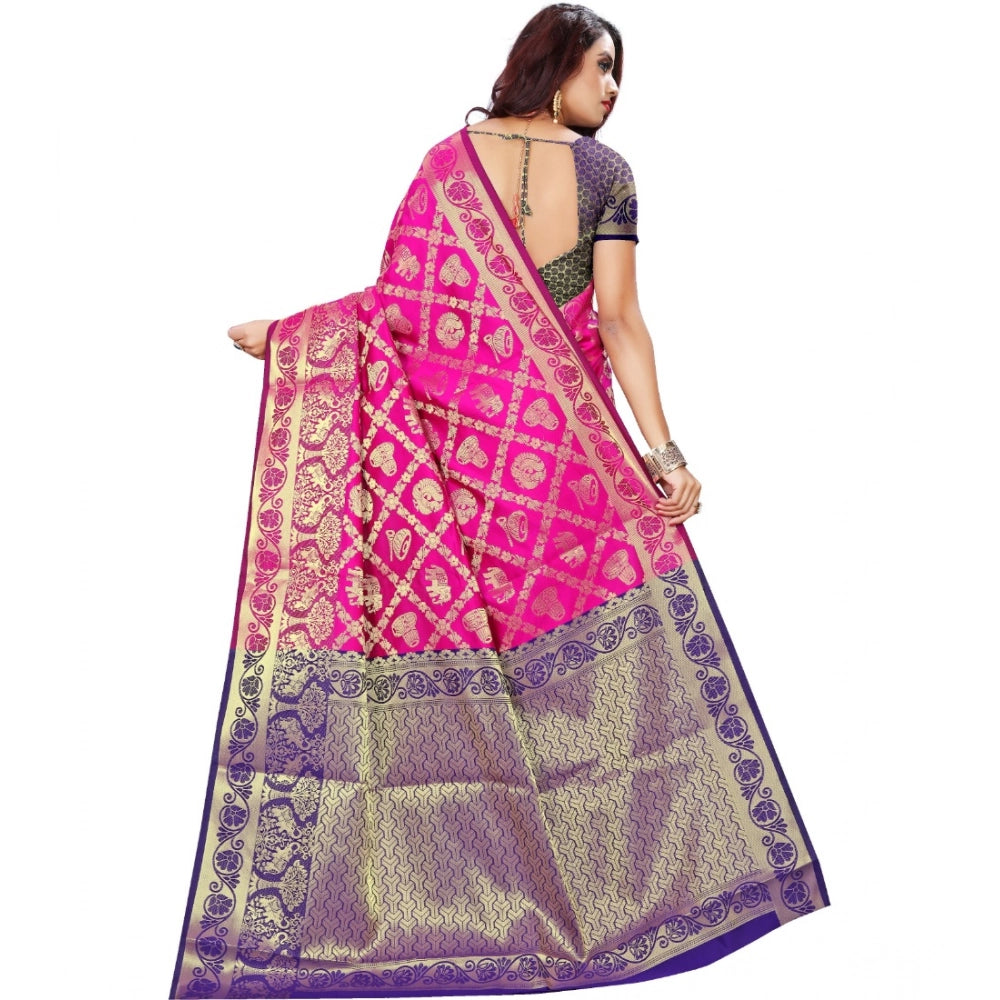 Women'S Jacquard Woven Saree With Unstitched Blouse 5.5Mtr (Pi