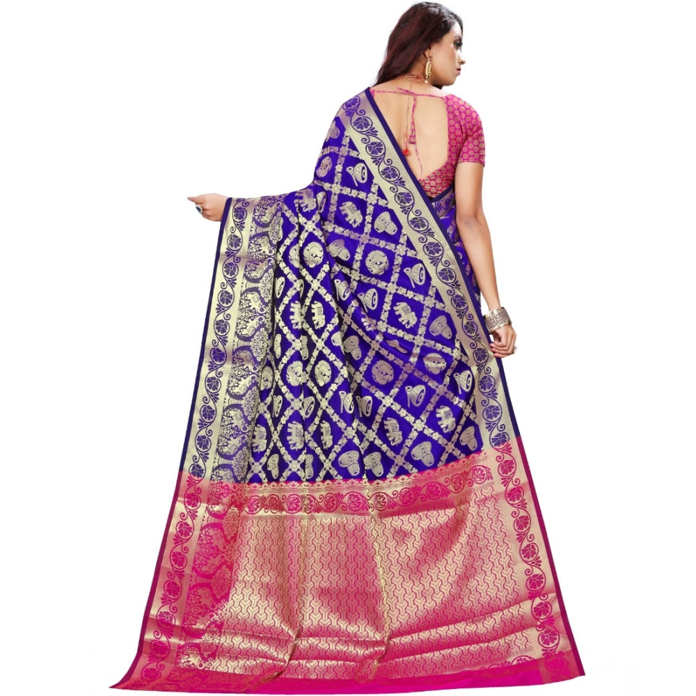 Women'S Jacquard Woven Saree With Unstitched Blouse 5.5Mtr (Bl