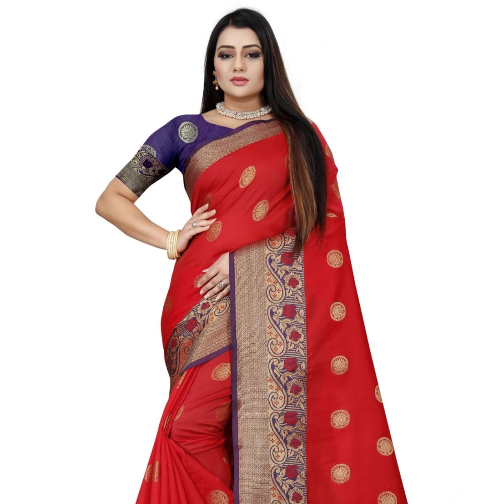 Women'S Silk Blend Woven Saree With Unstitched Blouse 5.5Mtr (