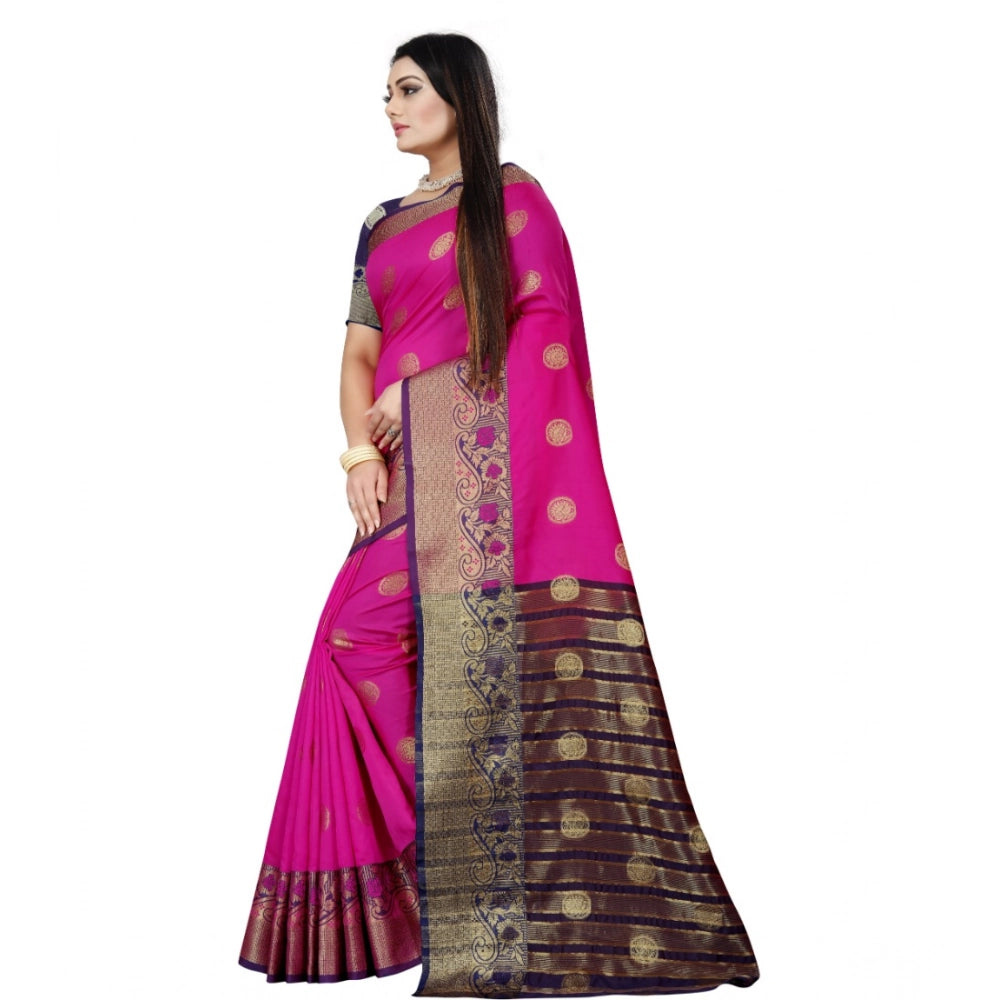 Women'S Silk Blend Woven Saree With Unstitched Blouse 5.5Mtr (
