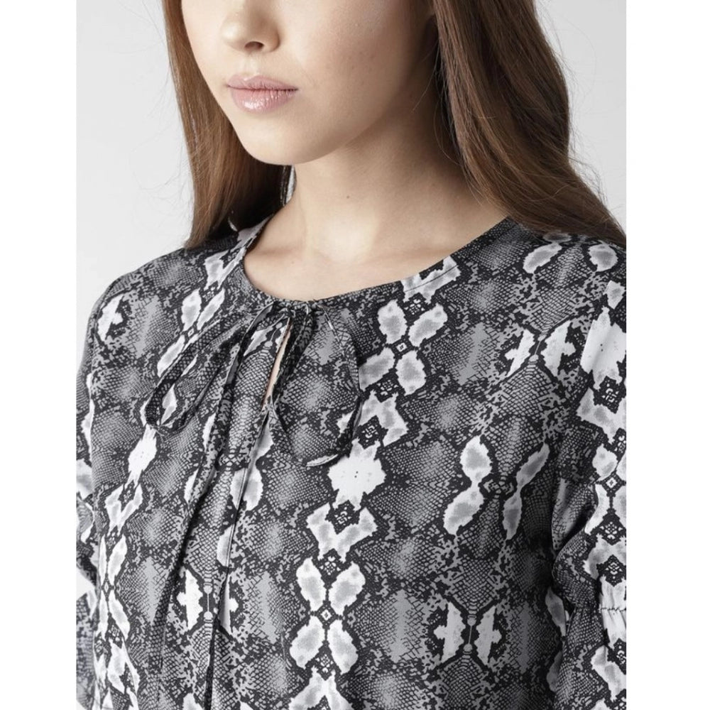 Women'S Polyester Animal Print Short Sleeve Knee-Length Dress