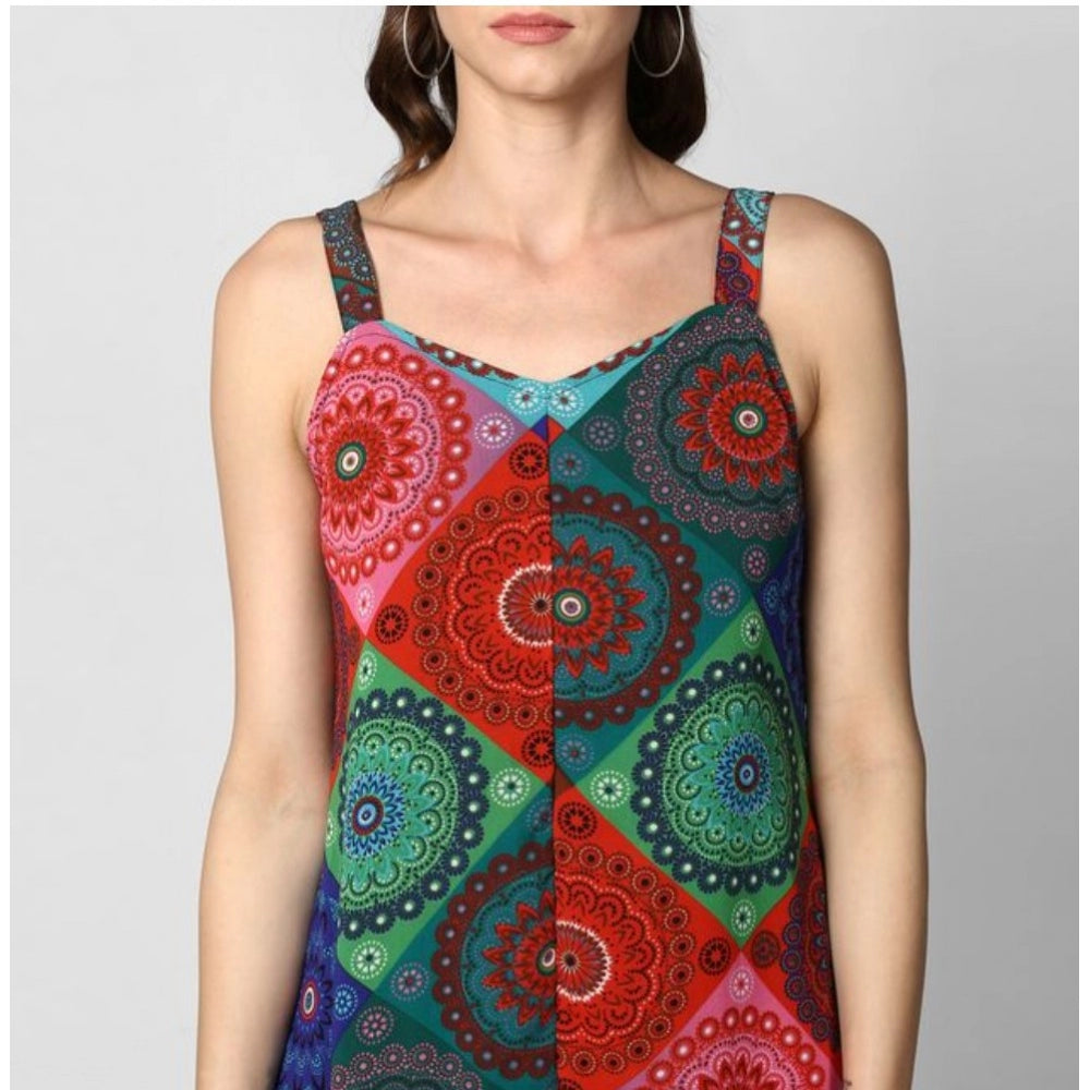 Women'S Polyester Asymmetrical Shoulder Straps Knee-Length Dre