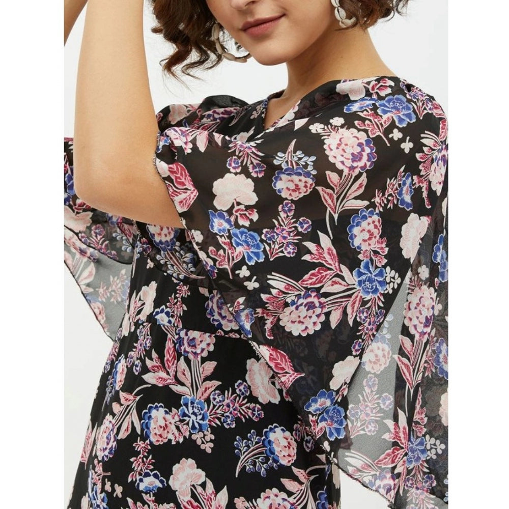 Women'S Polyester Chain Print Cap Sleeve Calf-Length Dress (Mu