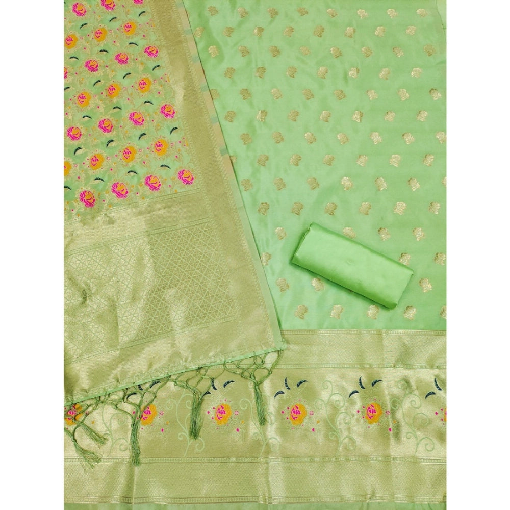 Women'S Banarasi Silk Printed Unstitched Salwar Suit Material