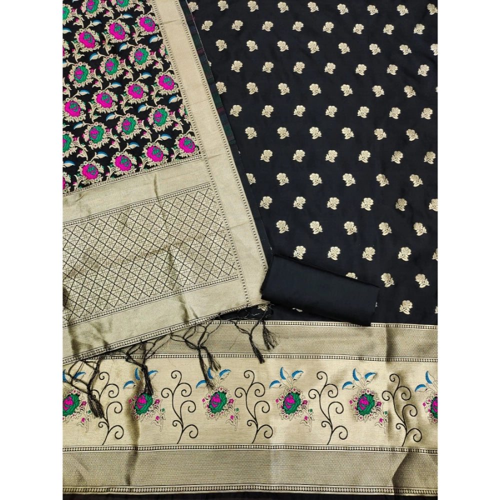 Women'S Banarasi Silk Printed Unstitched Salwar Suit Material